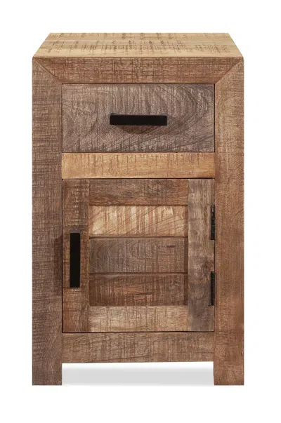 Hivvago 26" Brown Solid Wood Square End Table With Drawer