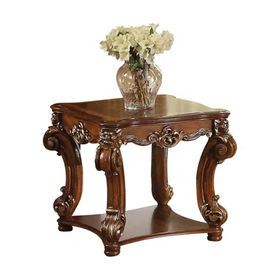 Hivvago 26" Cherry Manufactured Wood And Solid Wood Square End Table With Shelf In Brown