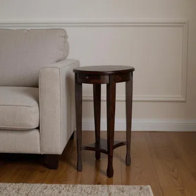 Hivvago 26" Chestnut Oval End Table With Shelf In Brown