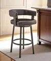 Hivvago 26" Chocolate And Gray Faux Leather And Iron Swivel Low Back Counter Height Bar Chair In Brown