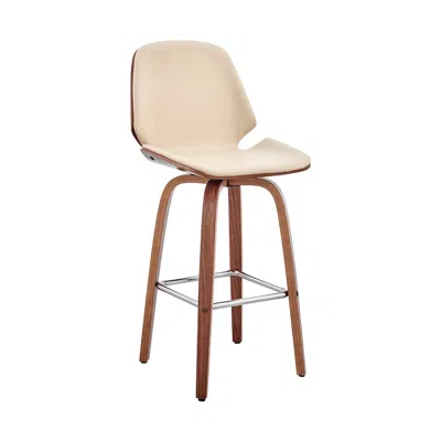 Hivvago 26" Cream And Brown Swivel Counter Height Bar Chair In Neutral