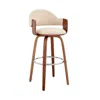 Hivvago 26" Cream And Brown Swivel Low Back Counter Height Bar Chair In White