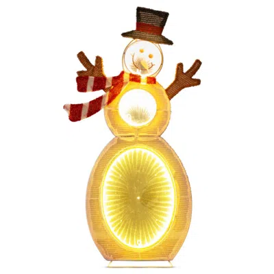 Hivvago 2.6 Feet Lighted Snowman With Led Lights And Metal Stand