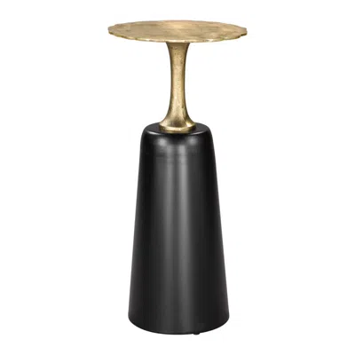 Hivvago 26" Gold And Black Aluminum And Iron Round Pedestal End Table