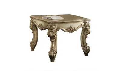 Hivvago 26" Gold Patina Manufactured Wood Square End Table In Brown