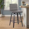 Hivvago 26" Gray And Black Fabric And Iron Low Back Counter Height Swivel Bar Chair In Gray