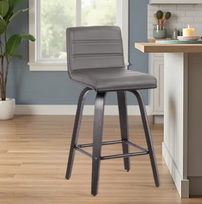 Hivvago 26" Gray And Black Fabric And Iron Low Back Counter Height Swivel Bar Chair