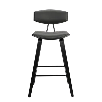 Hivvago 26" Gray And Black Faux Leather And Iron Low Back Counter Height Bar Chair