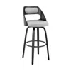 Hivvago 26" Gray And Black Faux Leather And Iron Swivel Counter Height Bar Chair In Black