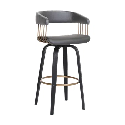 Hivvago 26" Gray And Black Faux Leather Swivel Counter Height Bar Chair