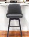 Hivvago 26" Gray And Black Faux Leather With Solid Wood Swivel Counter Height Bar Chair In Gray