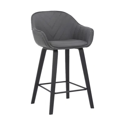 Hivvago 26" Gray And Black Iron Counter Height Bar Chair