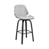 Hivvago 26" Gray And Black Iron Swivel Counter Height Bar Chair In White