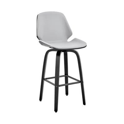 Hivvago 26" Gray And Black Iron Swivel Counter Height Bar Chair In White