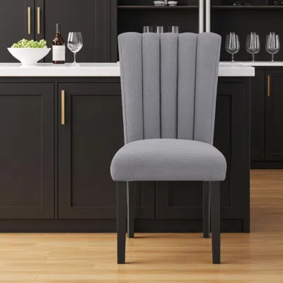 Hivvago 26" Gray And Black Wood And Fabric Counter Height Bar Chair