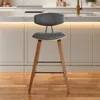 Hivvago 26" Gray And Brown Fabric And Iron Low Back Counter Height Bar Chair In Gray