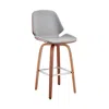 Hivvago 26" Gray And Brown Swivel Counter Height Bar Chair In Brown