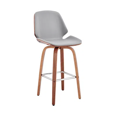 Hivvago 26" Gray And Brown Swivel Counter Height Bar Chair