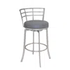 Hivvago 26" Gray And Silver Faux Leather And Iron Swivel Low Back Counter Height Bar Chair In Gray