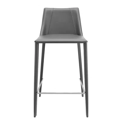 HIVVAGO 26" GRAY STEEL LOW BACK COUNTER HEIGHT BAR CHAIR