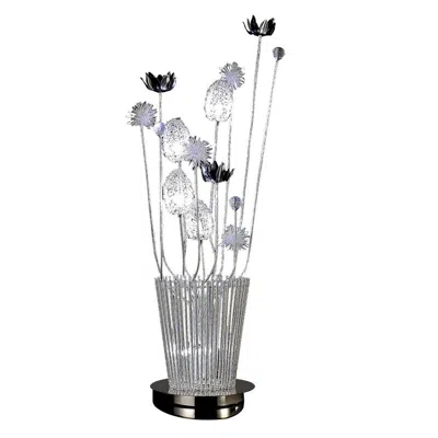 Hivvago 26 Inch Accent Table Lamp, Flower Vase Design, Metal, Chrome Finish In Silver
