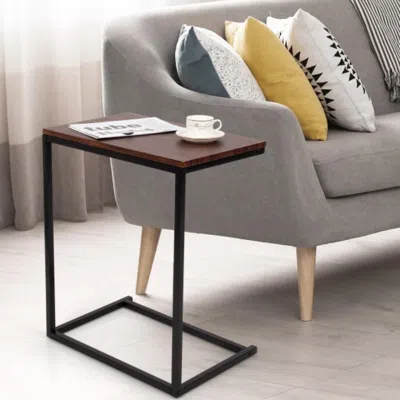 Hivvago 26 Inch Beside Sofa Laptop Holder End Stand Desk-dark Brown