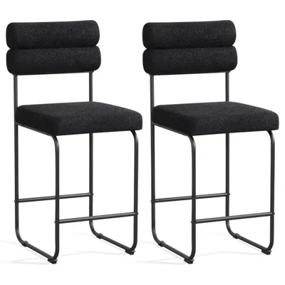 Hivvago 26 Inch Counter Height Bar Stools Set Of 2 With Metal Frame And Footrest