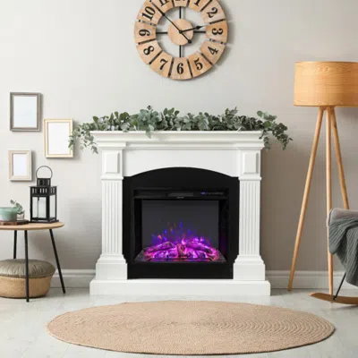 Hivvago 26 Inch Recessed Electric Fireplace With Adjustable Flame Brightness In Neutral