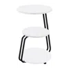 Hivvago 26 Inch Side End Table, 3 Tier Design, Black Metal Frame, White Finish In White
