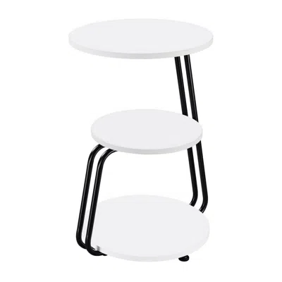 Hivvago 26 Inch Side End Table, 3 Tier Design, Black Metal Frame, White Finish