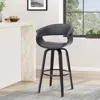 Hivvago 26 Inch Swivel Faux Leather Barstool With Curved Open Back, Gray In Gray