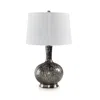 Hivvago 26 Inch Table Lamp, Tall Black Round Glass Base, White Drum Fabric Shade In Multi