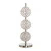 Hivvago 26 Inch Table Lamp With 3 Crystal Rounds Shades, Sand Chrome Finished Metal In Neutral