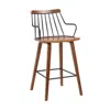 Hivvago 26 Inches Counter Height Barstool With Spindle Back, Brown And Black In Brown