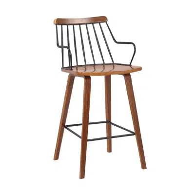 Hivvago 26 Inches Counter Height Barstool With Spindle Back, Brown And Black