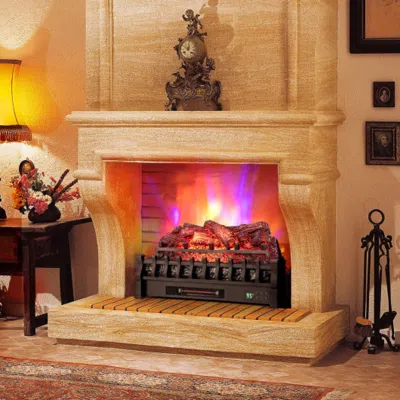 Hivvago 26 Inches Infrared Quartz Electric Fireplace With Realistic Pinewood Ember Bed In Brown
