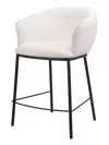 Hivvago 26" Ivory And Black Shearling And Steel Counter Height Bar Chair In White