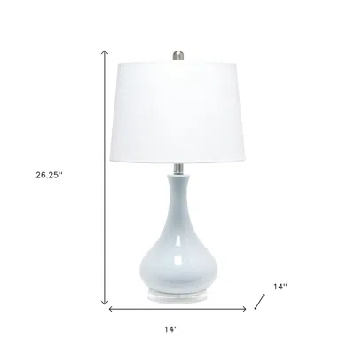 Hivvago 26" Light Blue Ceramic Round Table Lamp With White Drum Shade