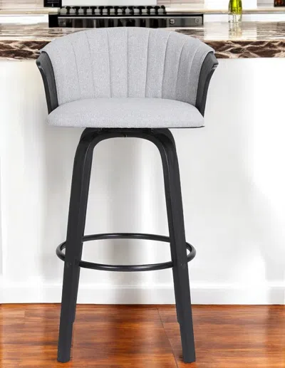 Hivvago 26" Light Gray And Black Fabric Swivel Counter Height Bar Chair