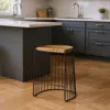 Hivvago 26" Natural And Black Solid Wood And Iron Backless Counter Height Bar Chair In Black