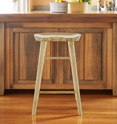 Hivvago 26" Natural Manufactured Wood Backless Counter Height Bar Chair In Neutral