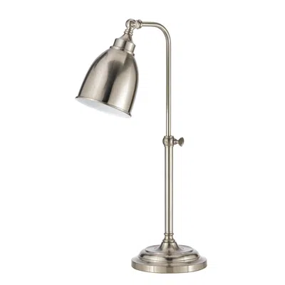 Hivvago 26" Nickel Metal Adjustable Table Lamp With Nickel Dome Shade In Silver