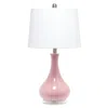Hivvago 26" Rose And Clear Ceramic Round Table Lamp With White Drum Shade In Pink