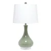 Hivvago 26" Sage And Clear Ceramic Novelty Table Lamp With White Drum Shade In White