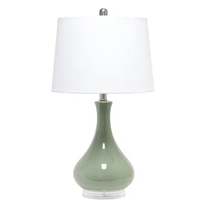 Hivvago 26" Sage And Clear Ceramic Novelty Table Lamp With White Drum Shade