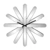 Hivvago 26" Silver Mirrored Glass Silent Analog Starburst Wall Clock In Metallic