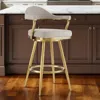 Hivvago 26" Taupe And Gold Fabric And Stainless Steel Counter Height Swivel Bar Chair In Neutral