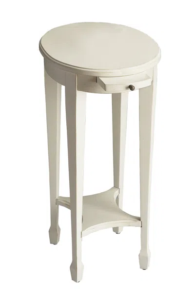 Hivvago 26" White Oval End Table With Shelf In Neutral