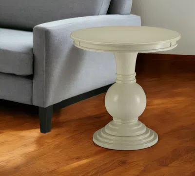 Hivvago 26" White Solid And Manufactured Wood Round End Table In Neutral