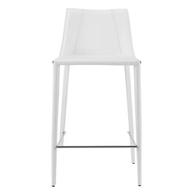 Hivvago 26" White Steel Low Back Counter Height Bar Chair
